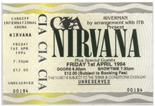 Nirvana Concert Ticket From 1 April 1994